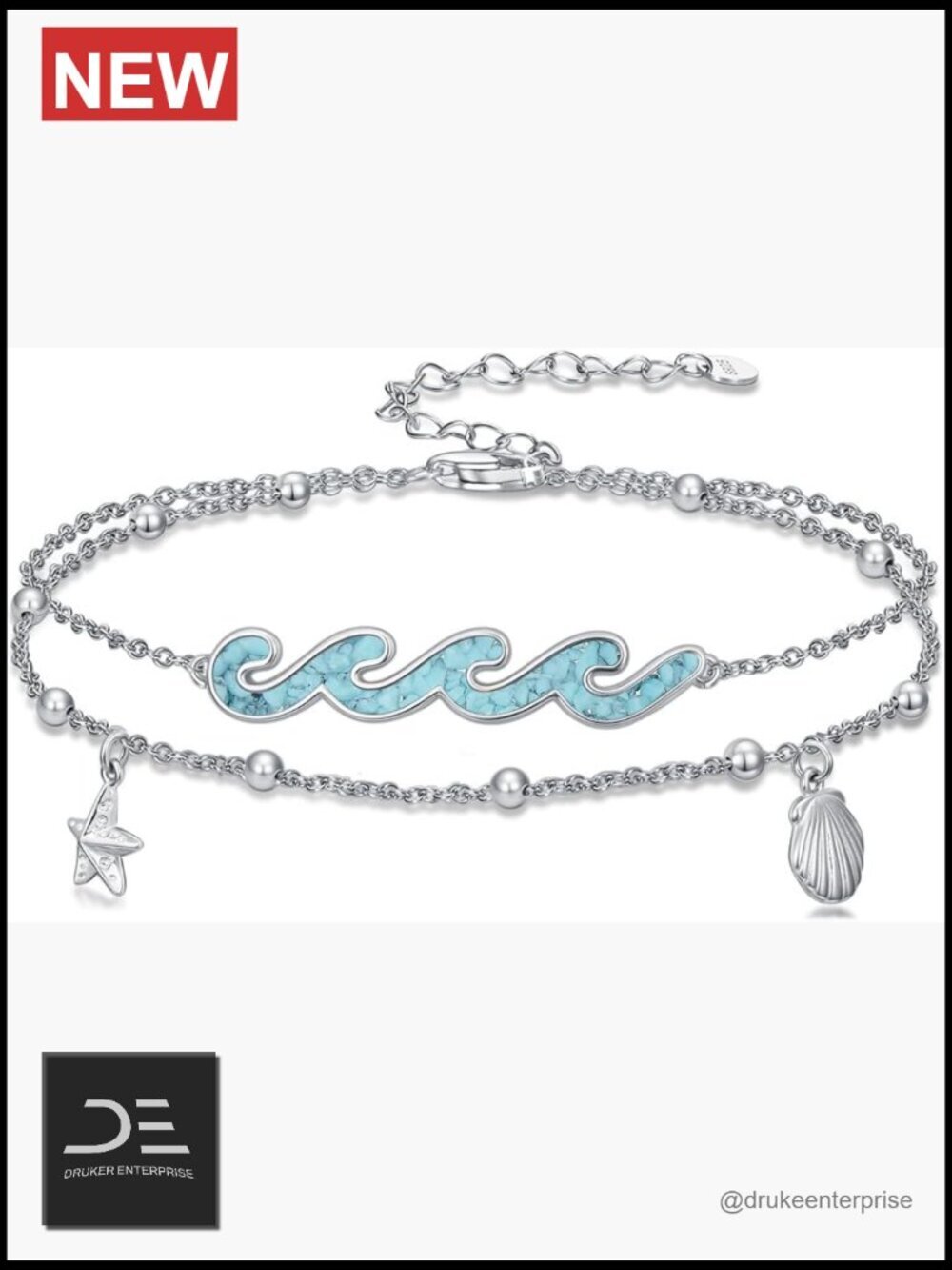 Sterling Silver Sea Animal Double Layered Charm Bracelet